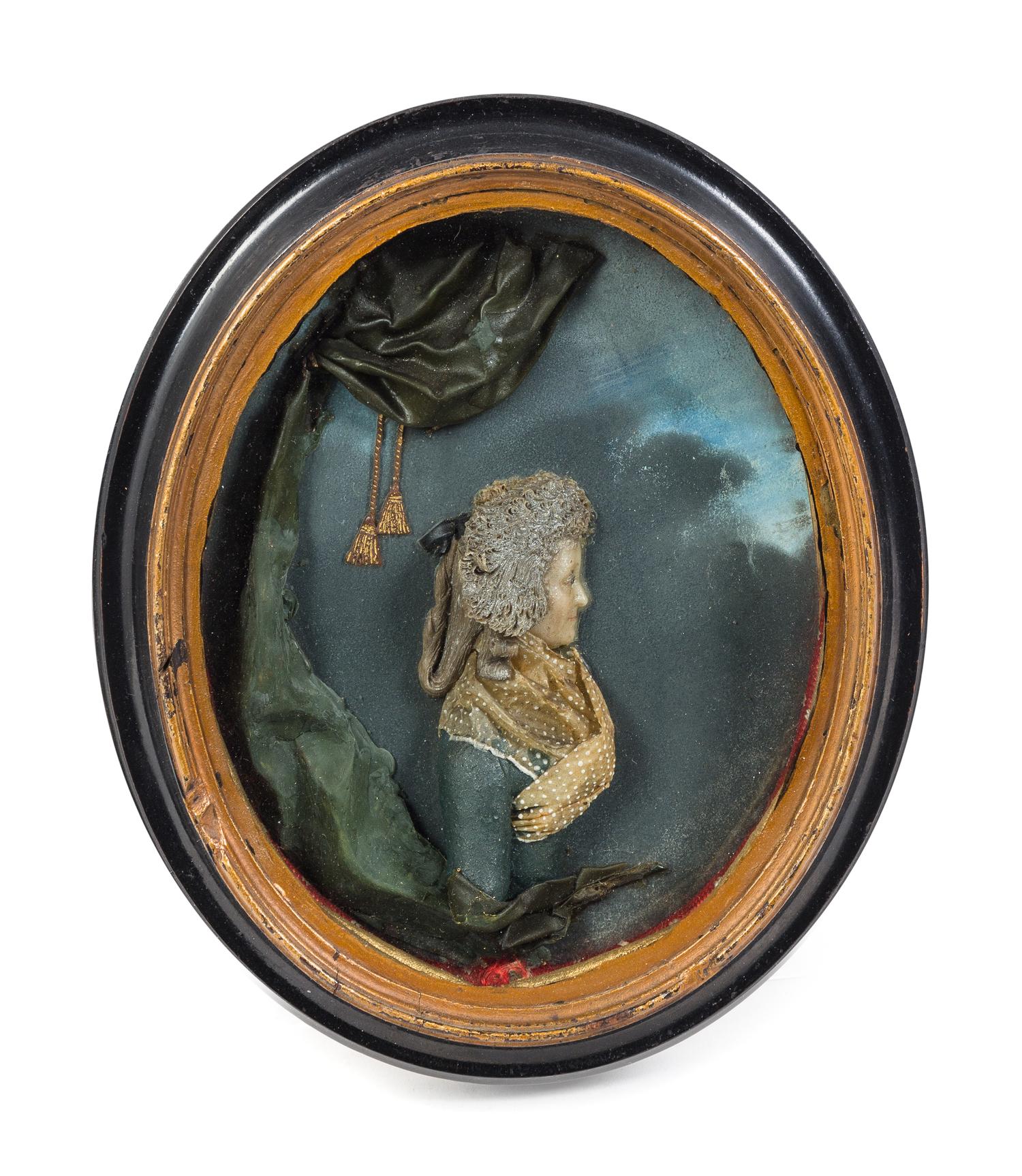An English Wax Profile Bust Frame 9 1/2 x width 8 inches. — SAMUEL PERCY (1750-1820)