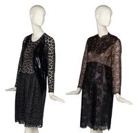 Two Geoffrey Beene Metallic Lace Dresses