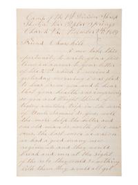 [CIVIL WAR]. Letter from a sharpshooter, 18th & 32nd MA, 1st Div., V Corps, describing his rifle.