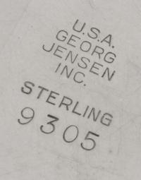 An American Silver Footed Bowl, Georg Jensen Inc. USA, Meriden, CT, or circular form, having beaded decoration between the stem and foo