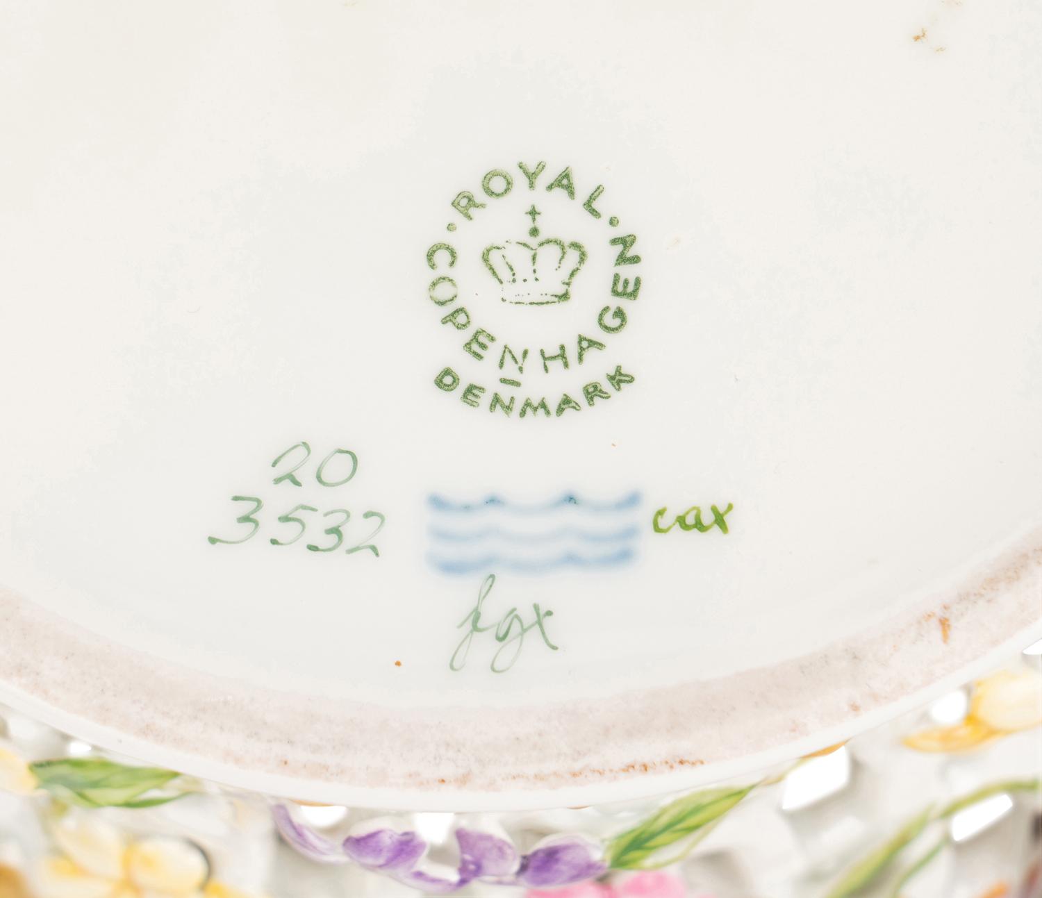 A Royal Copenhagen Flora Danica Porcelain Reticulated Bowl