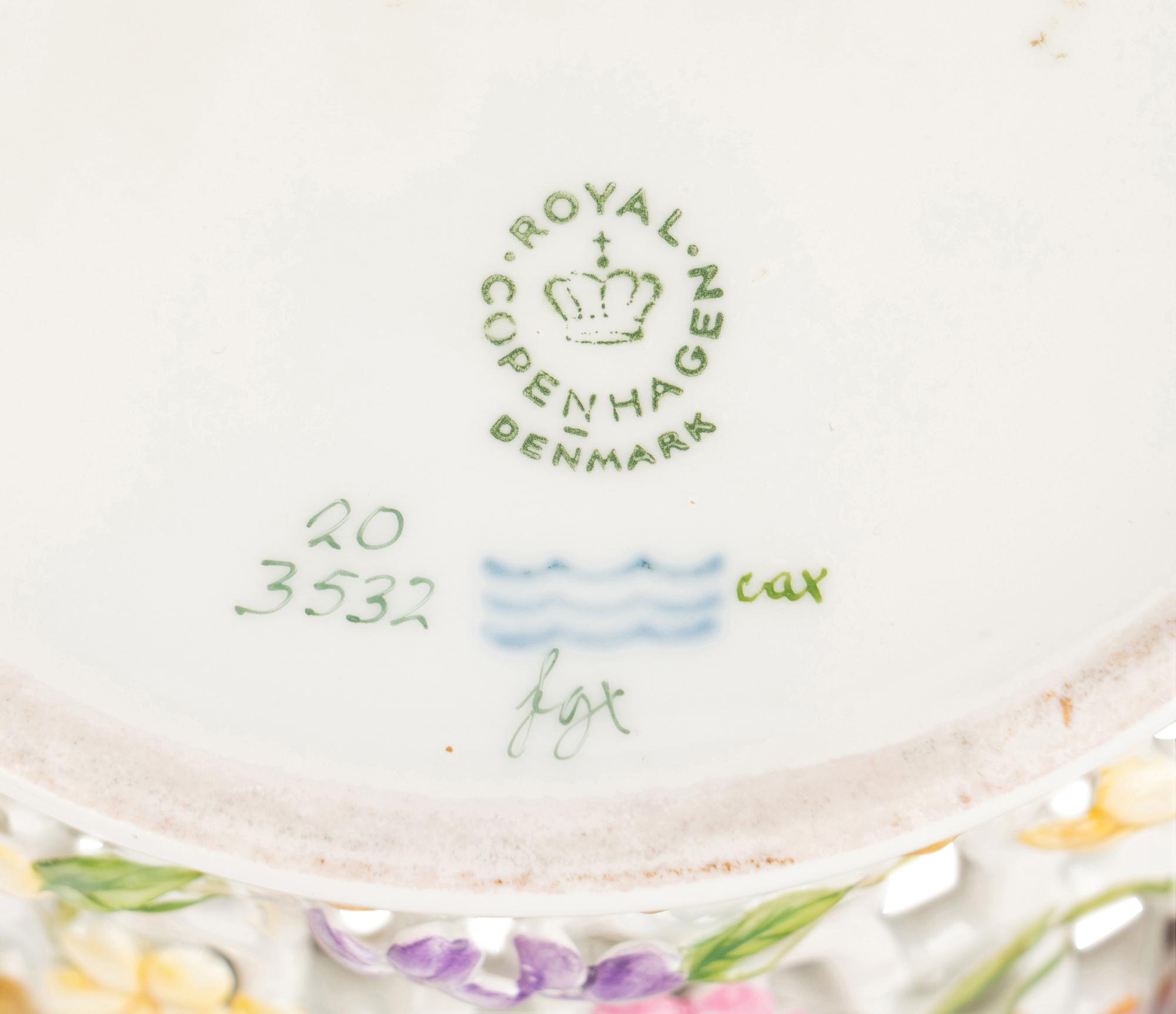 A Royal Copenhagen Flora Danica Porcelain Reticulated Bowl