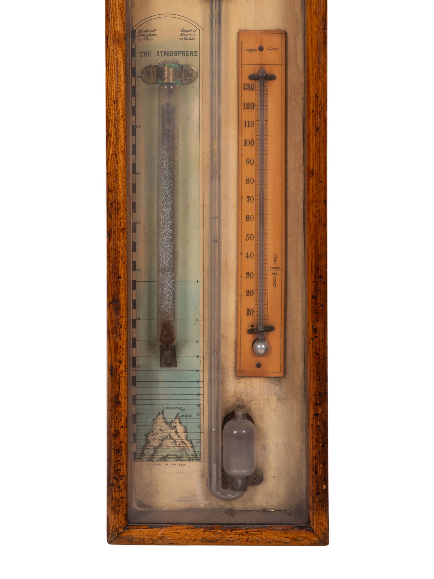 An Admiral Fitzroy Mahogany Barometer and a Modern English Mahogany Clock with Barometer