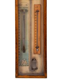 An Admiral Fitzroy Mahogany Barometer and a Modern English Mahogany Clock with Barometer