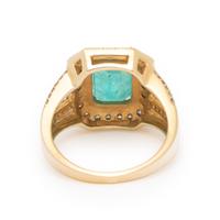 Emerald, Diamond, and Yellow Gold Ring