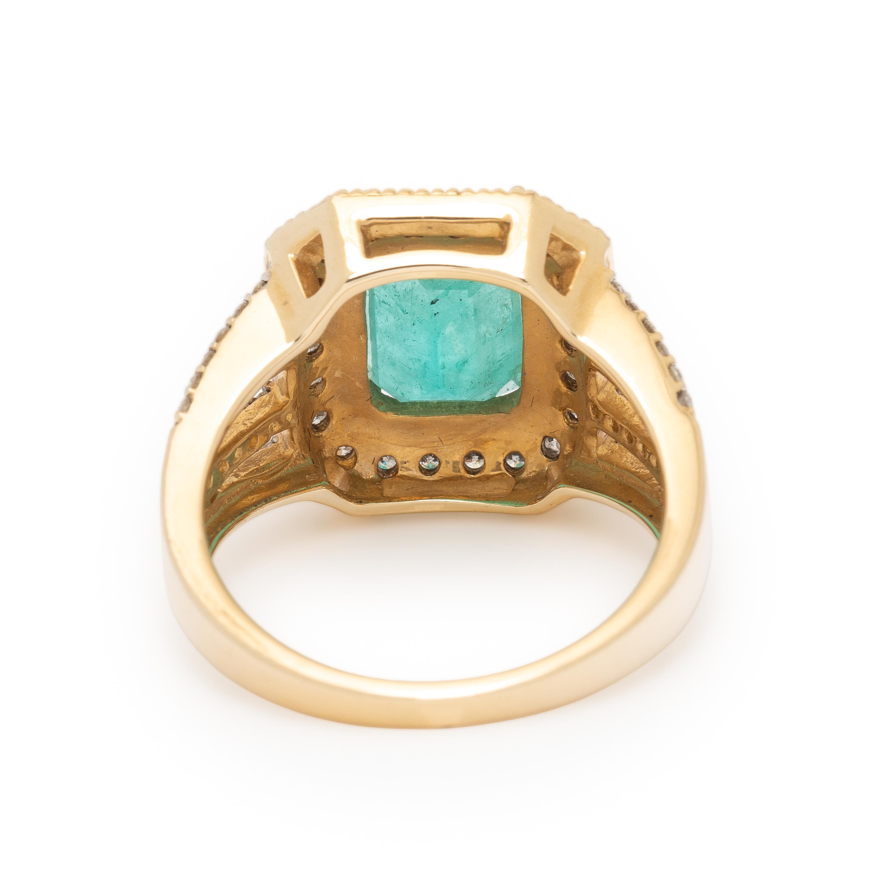 Emerald, Diamond, and Yellow Gold Ring