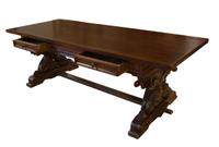 A Carved Refectory Table with Figural Supports 95" W x 35.5" D x 31" H — Italy, 19th Century