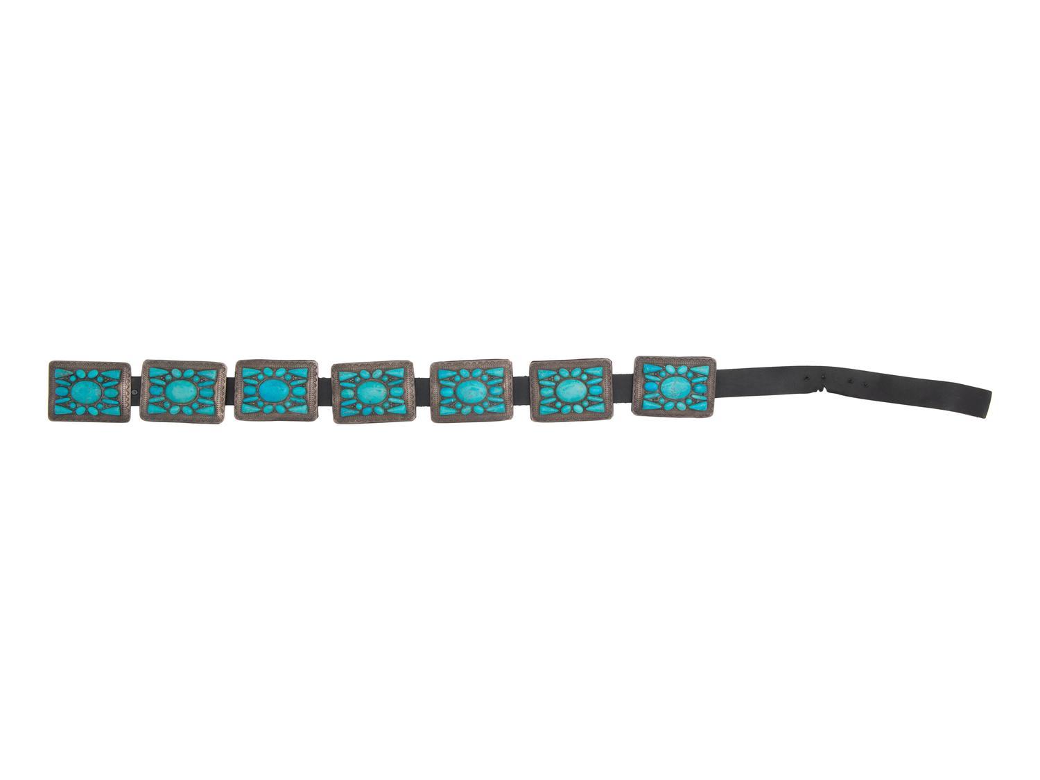 Heavy Navajo Sterling Silver and Turquoise Cluster Concha Belt