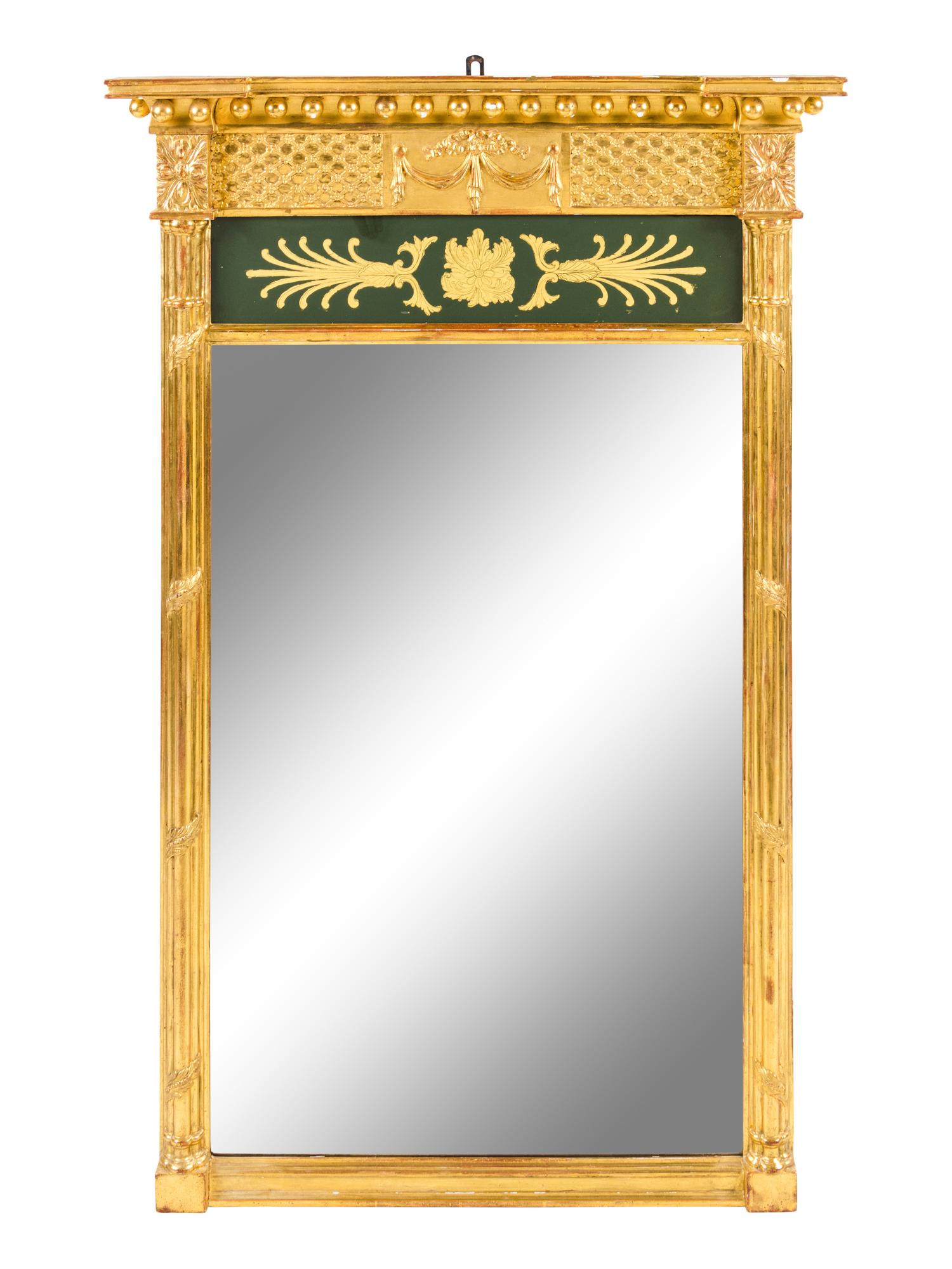 An Empire Style Giltwood and Églomisé Mirror