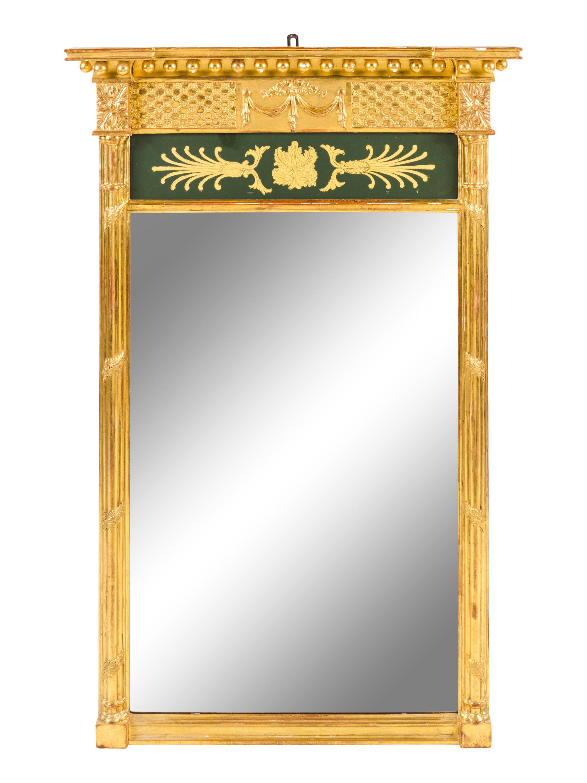 An Empire Style Giltwood and Églomisé Mirror