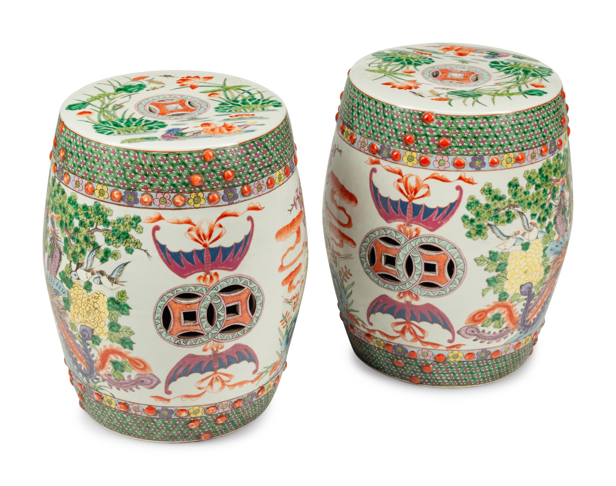 A Pair of Chinese Porcelain Garden Seats