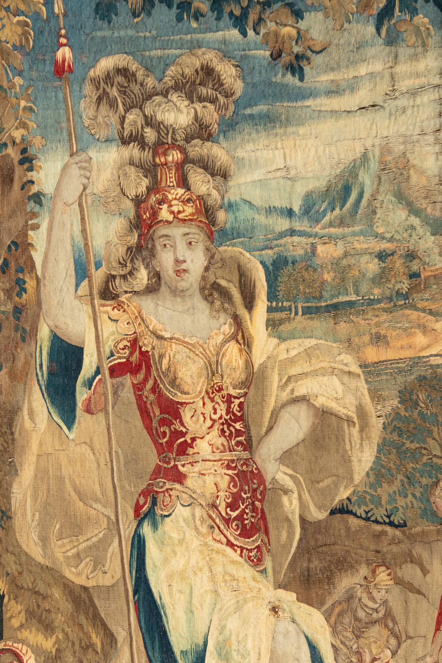 A Continental Wool Tapestry Depicting Pallas Athena