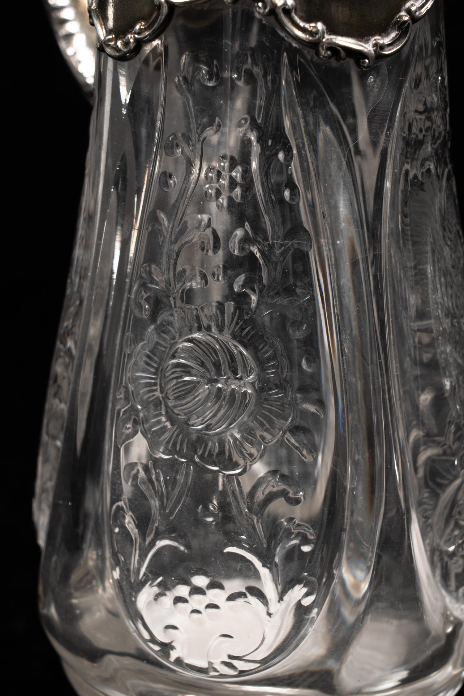 An American Silver Mounted Cut Glass Claret Jug