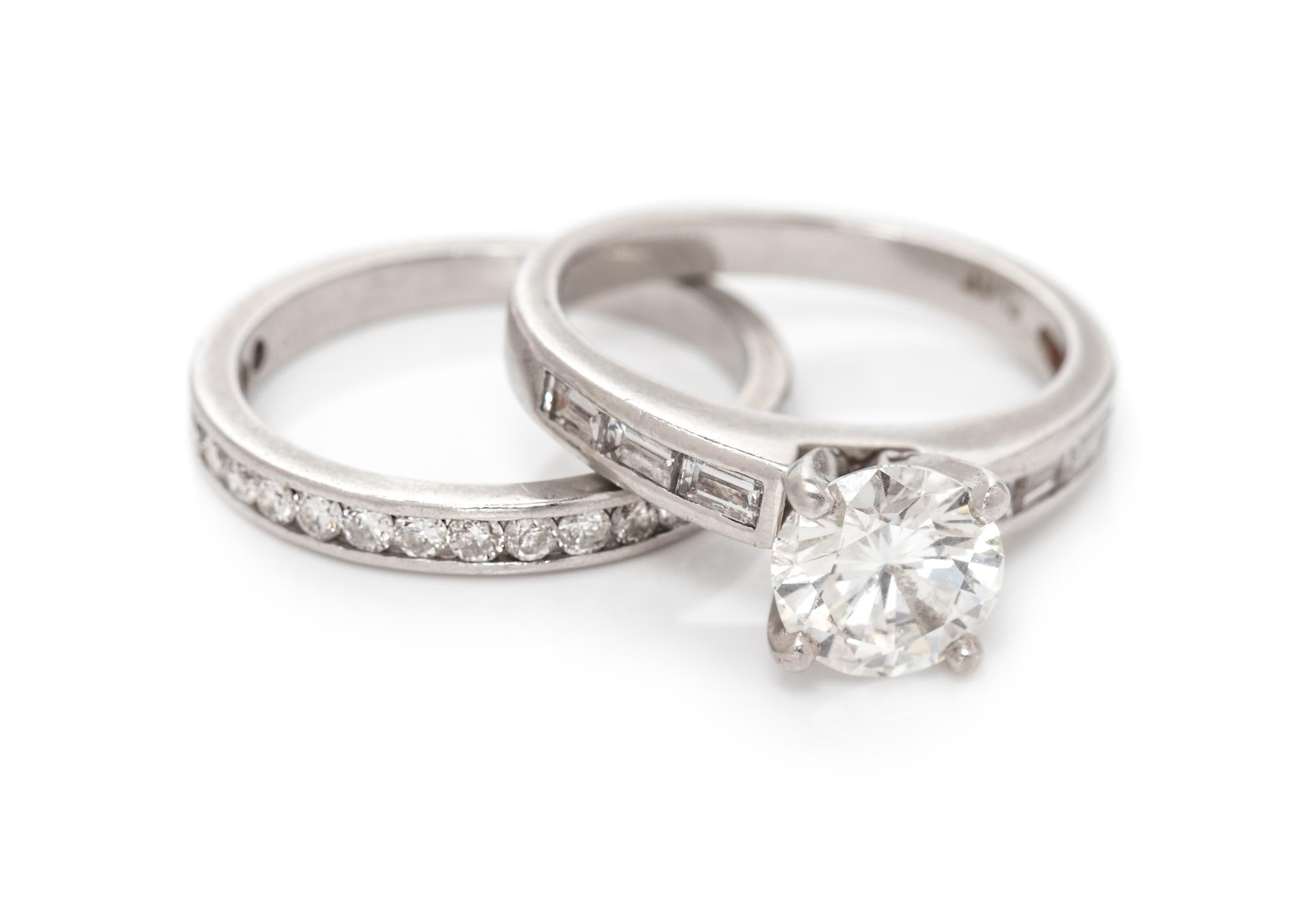 A Platinum and Diamond Ring Set,