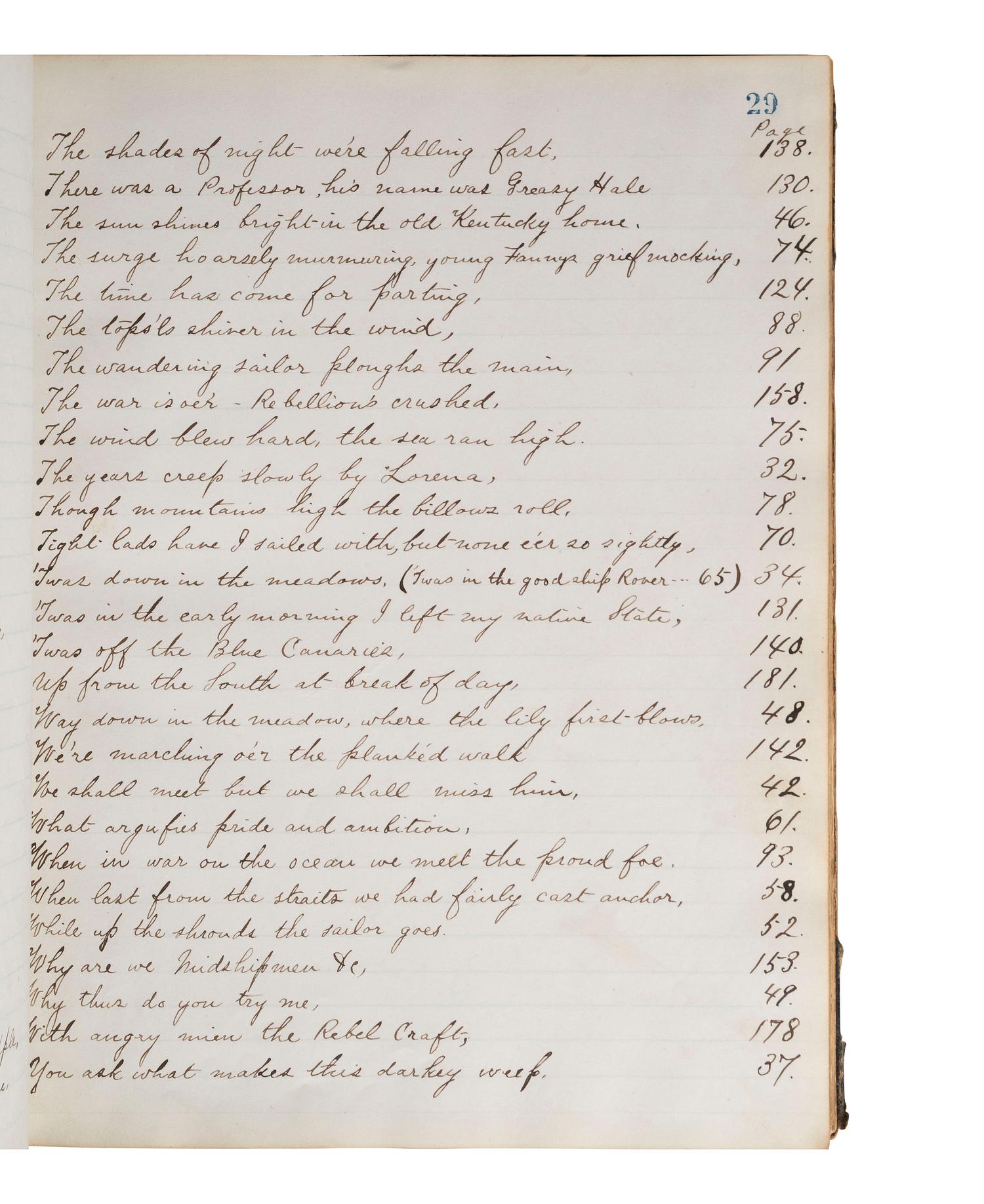 [CIVIL WAR]. Manuscript commonplace book identified to Cadet Herbert Clarence Stinson, US Naval Academy, 1864-1868.