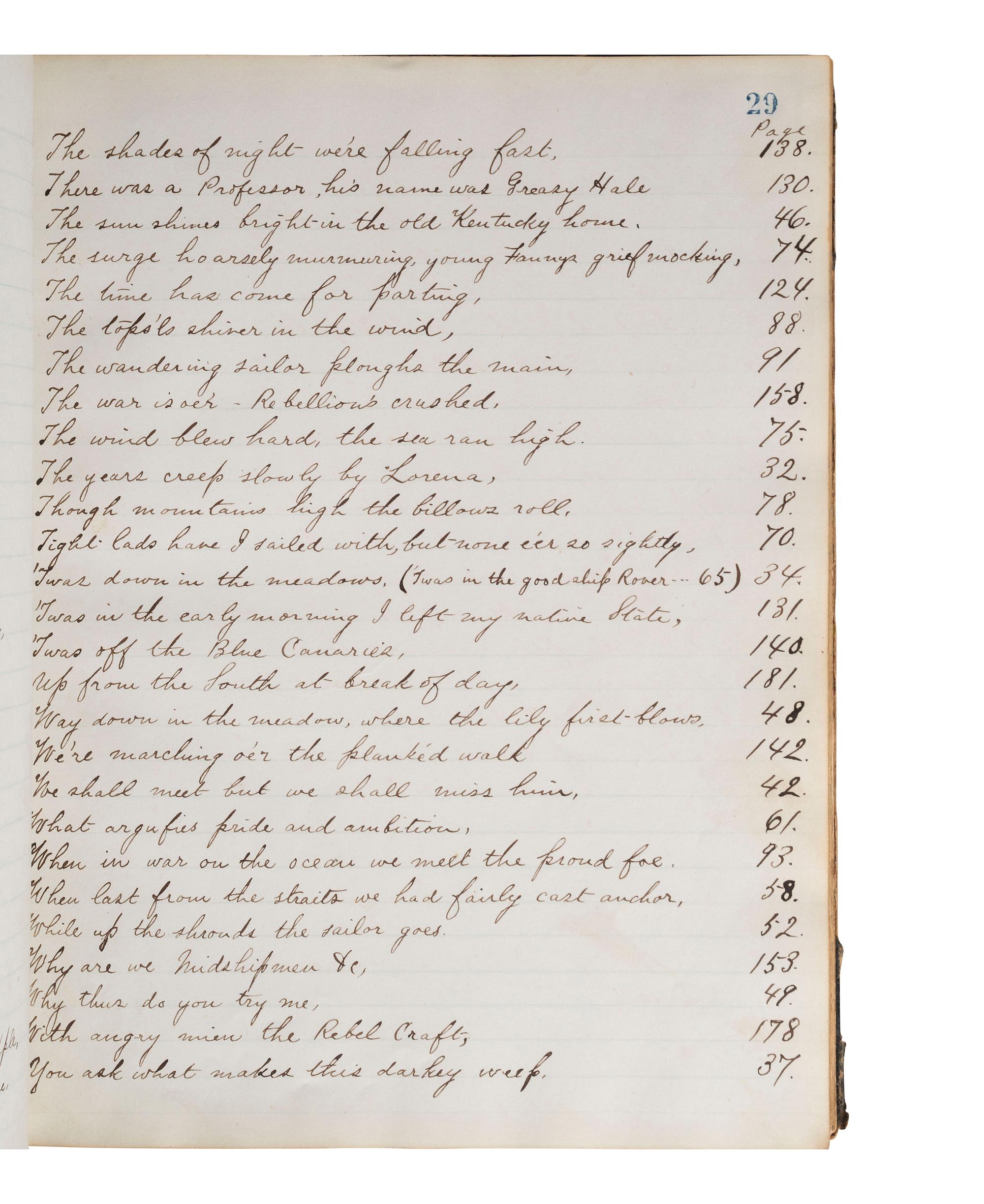 [CIVIL WAR]. Manuscript commonplace book identified to Cadet Herbert Clarence Stinson, US Naval Academy, 1864-1868.
