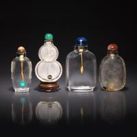 Four Chinese Rock Crystal Snuff Bottles, 18th to 19th Century — 清中期 水晶鼻烟壺四支