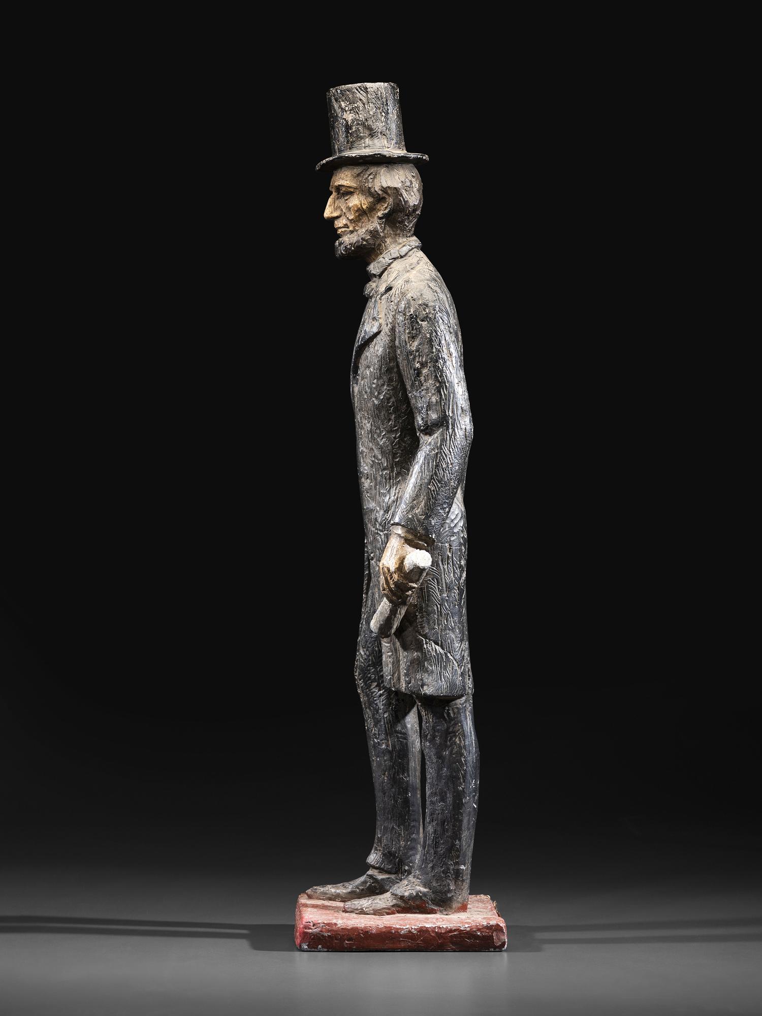 A Painted Faux Bois Cast Plaster Abraham Lincoln Statue