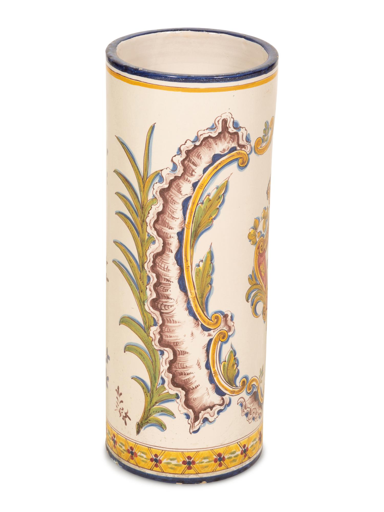 A Portuguese Glazed Ceramic Umbrella Jar