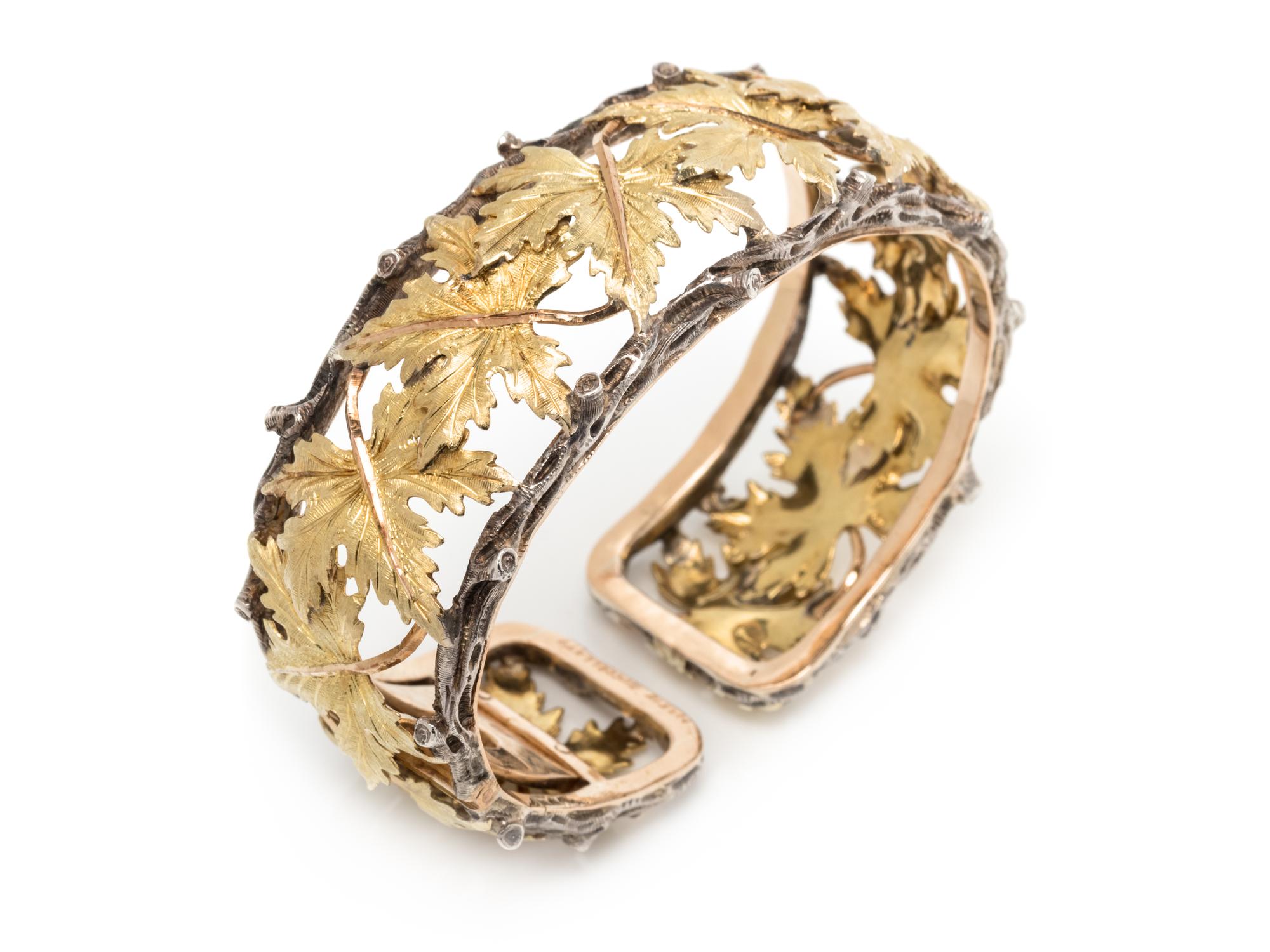 MARIO BUCCELLATI, GOLD AND SILVER LEAF CUFF BRACELET