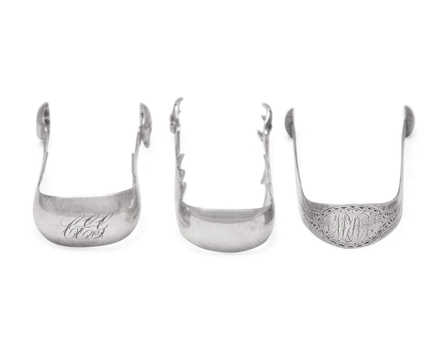 A Group of Three Federal and Classical Silver Sugar Tongs