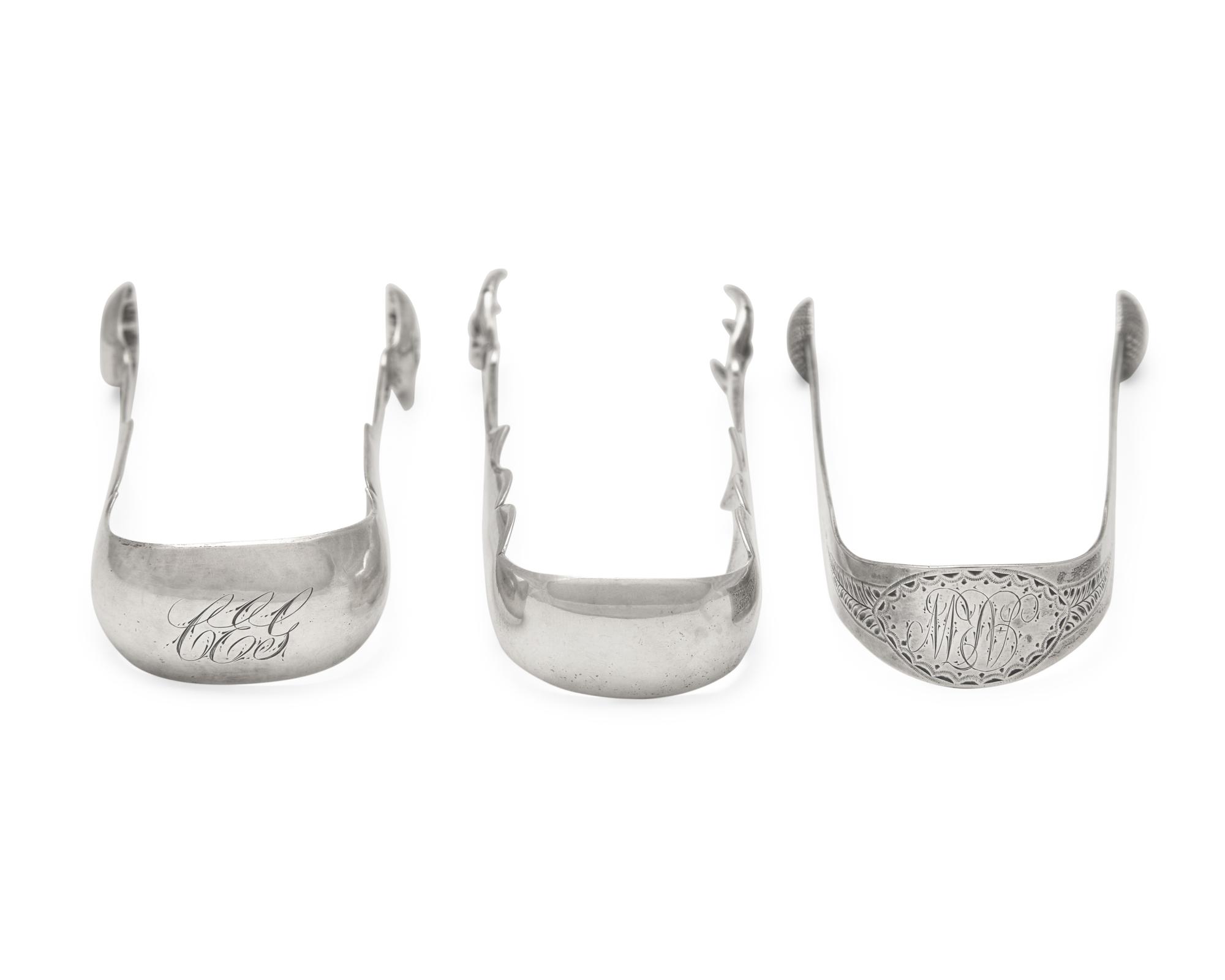 A Group of Three Federal and Classical Silver Sugar Tongs