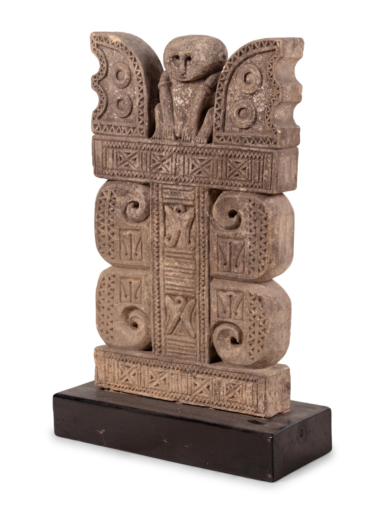 An Asian Relief Carved Stone Stele
