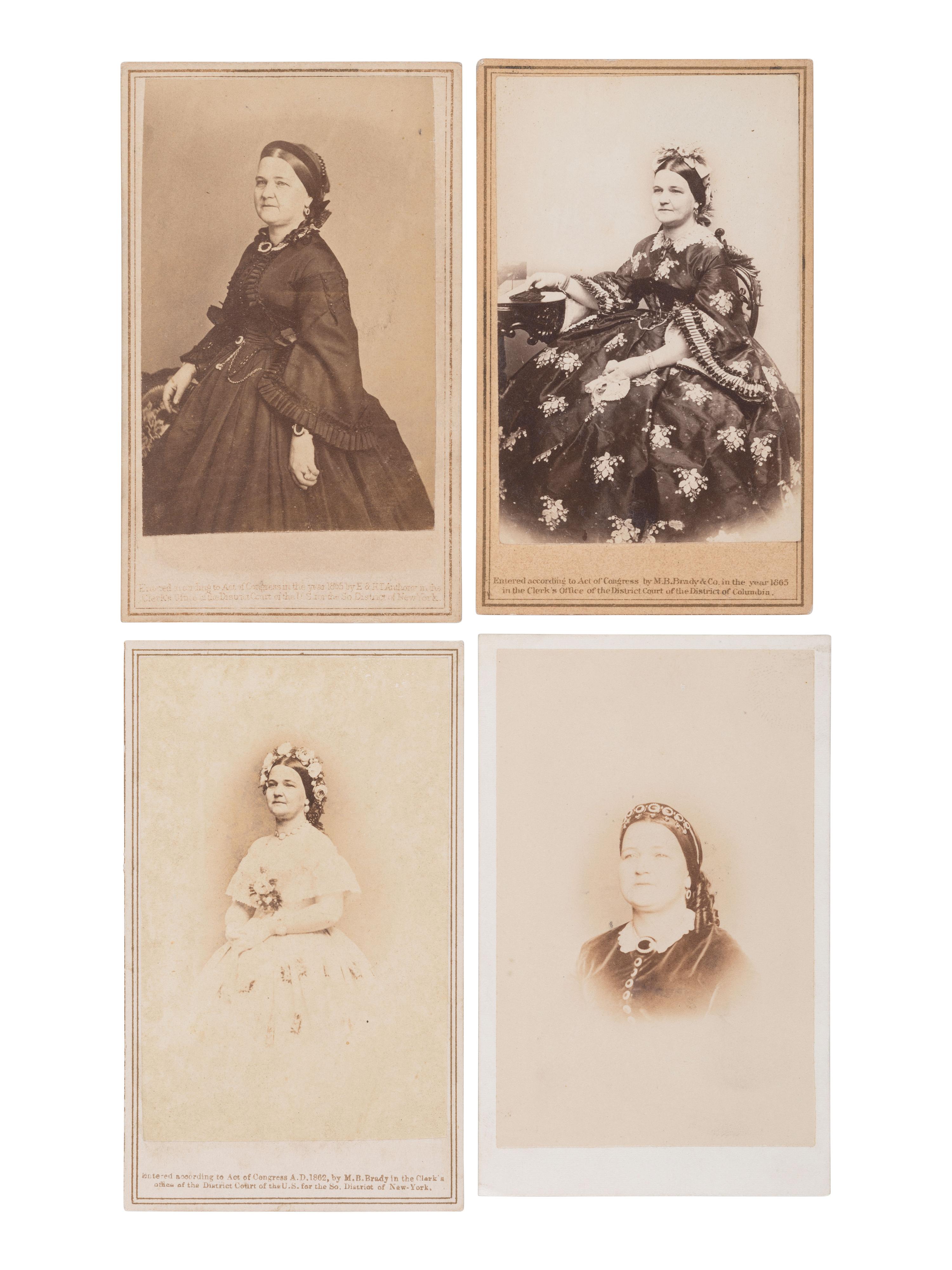 [LINCOLN, Mary Todd (1818-1882)]. A photographic study of Mary Todd Lincoln in 8 CDVs.