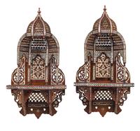 A Pair of Moorish Style Marquetry Wall Brackets