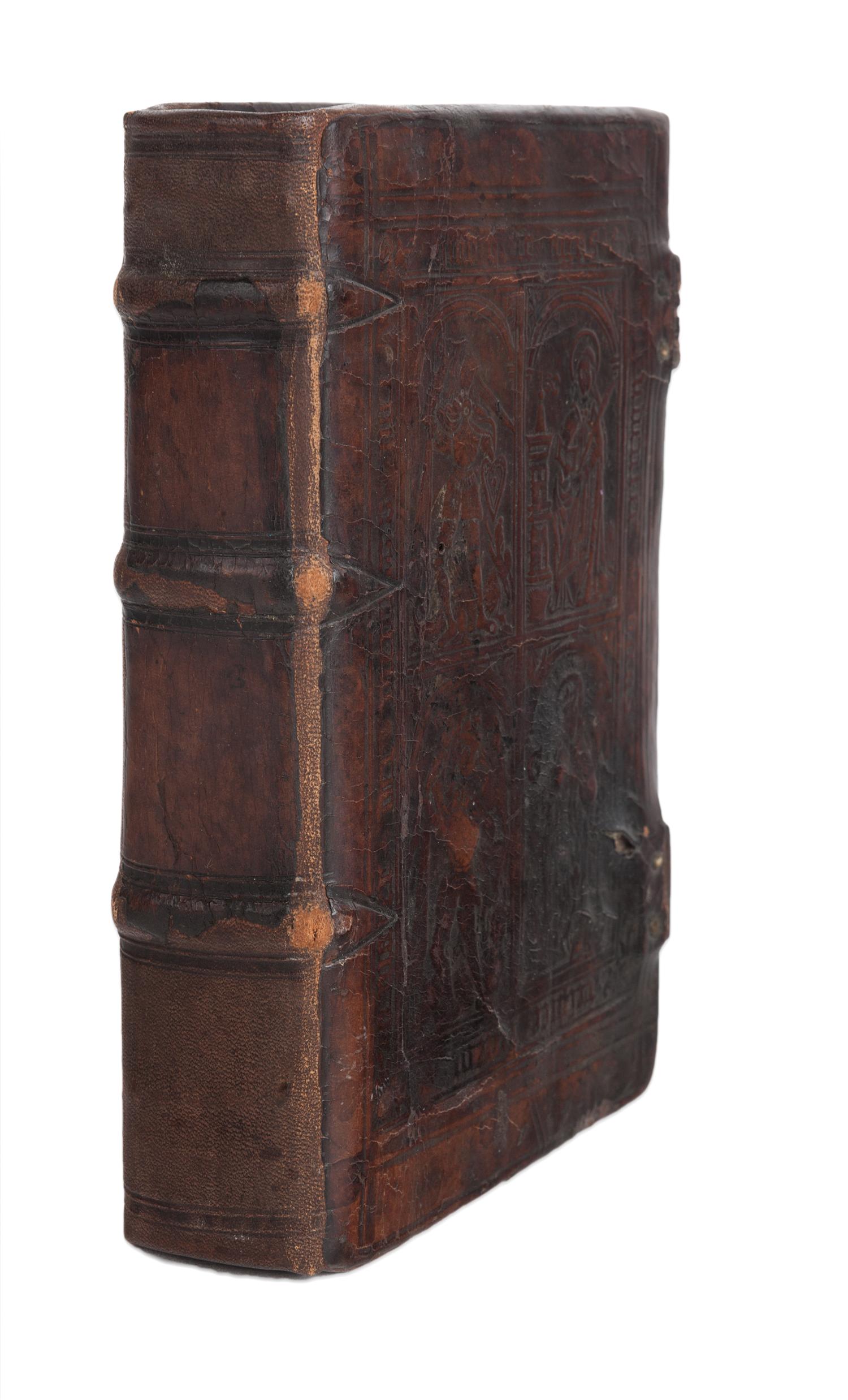 [BINDING - 16th CENTURY ENGLISH]. HOMER (?8th century B.C.). Opera , in Latin. Antwerp: Joannes Grapheus, 1528.
