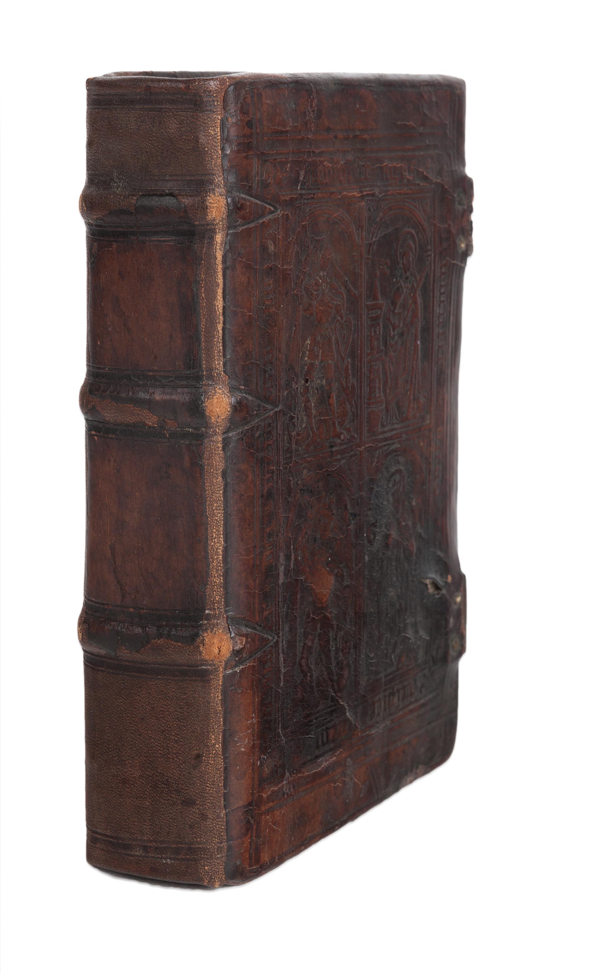 [BINDING - 16th CENTURY ENGLISH]. HOMER (?8th century B.C.). Opera , in Latin. Antwerp: Joannes Grapheus, 1528.