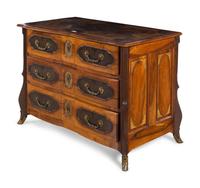 A Louis XIV Gilt Bronze Mounted Walnut and Oysterwood Commode