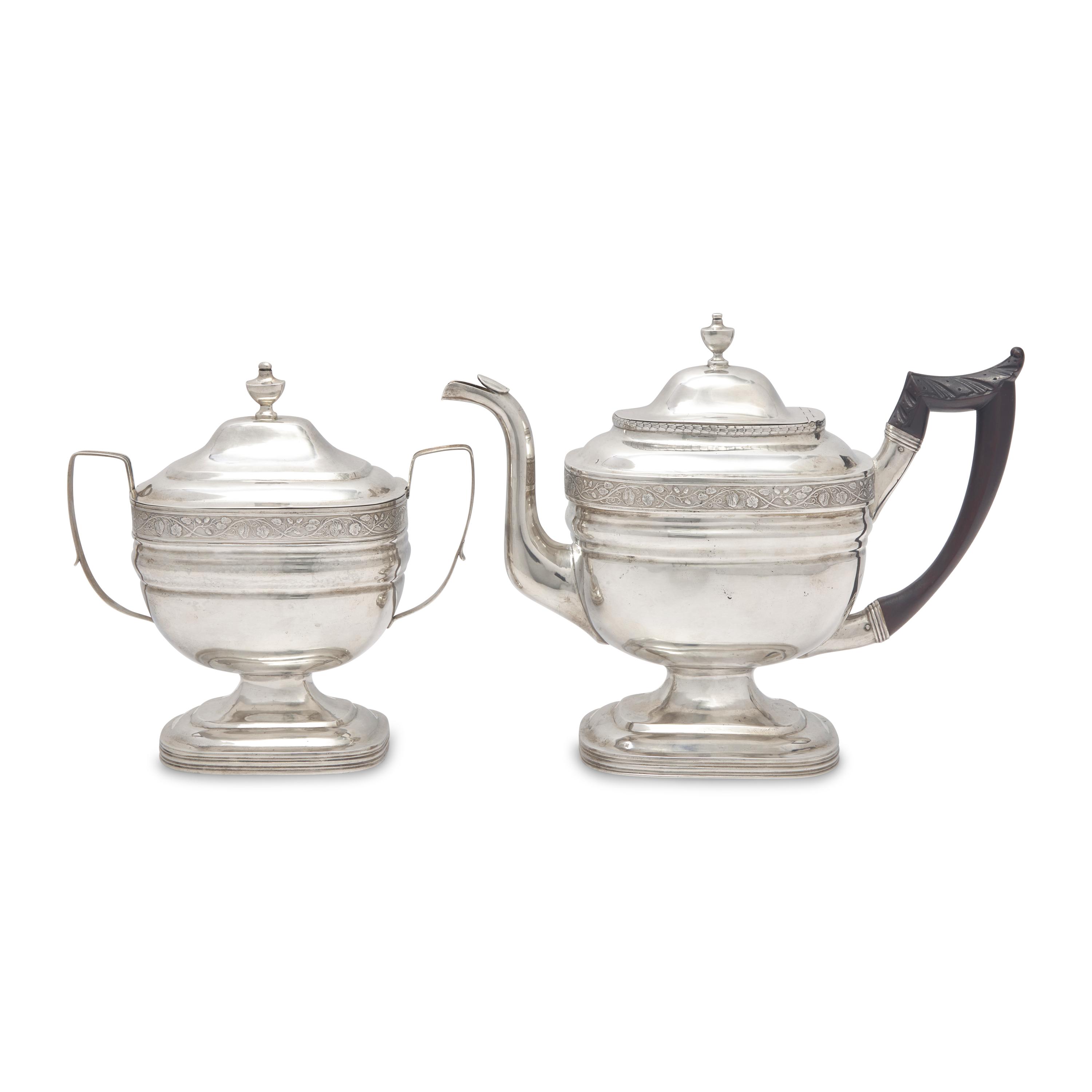 A Rare Federal Silver Teapot and Covered Sugar Dish