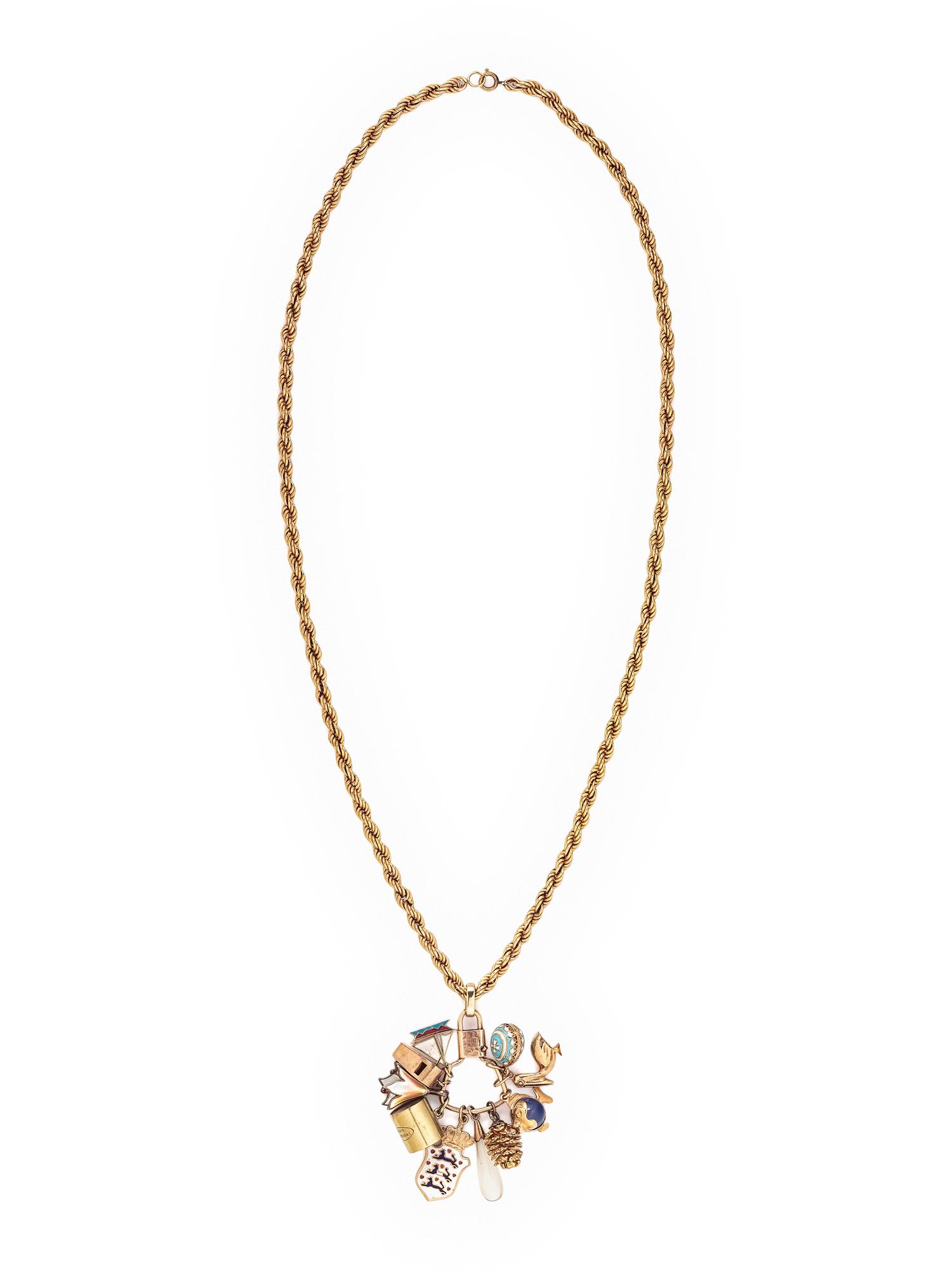 YELLOW GOLD CHARM NECKLACE