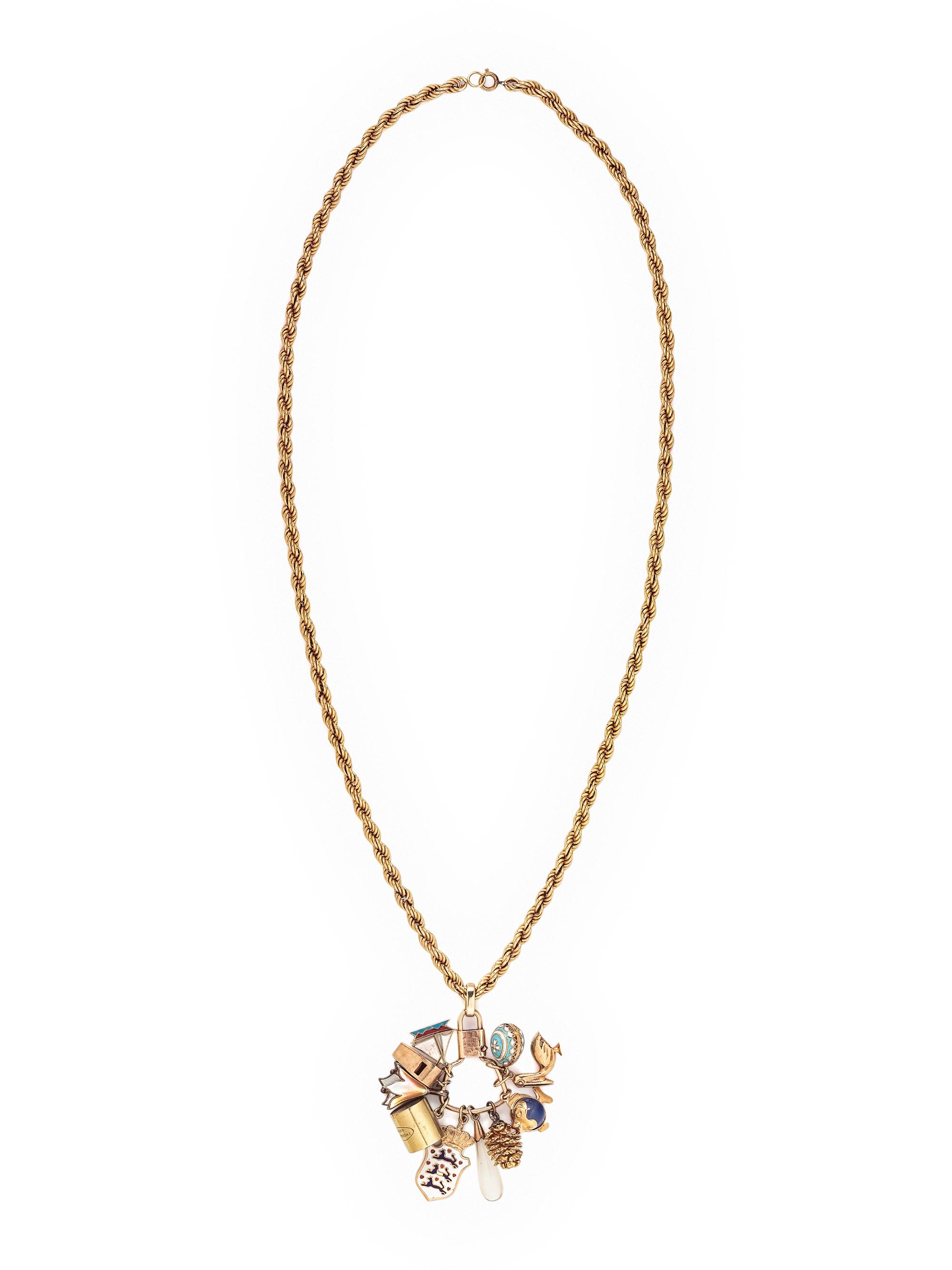 YELLOW GOLD CHARM NECKLACE