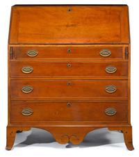 Federal cherrywood slant front desk mid-atlantic states, circa 1800