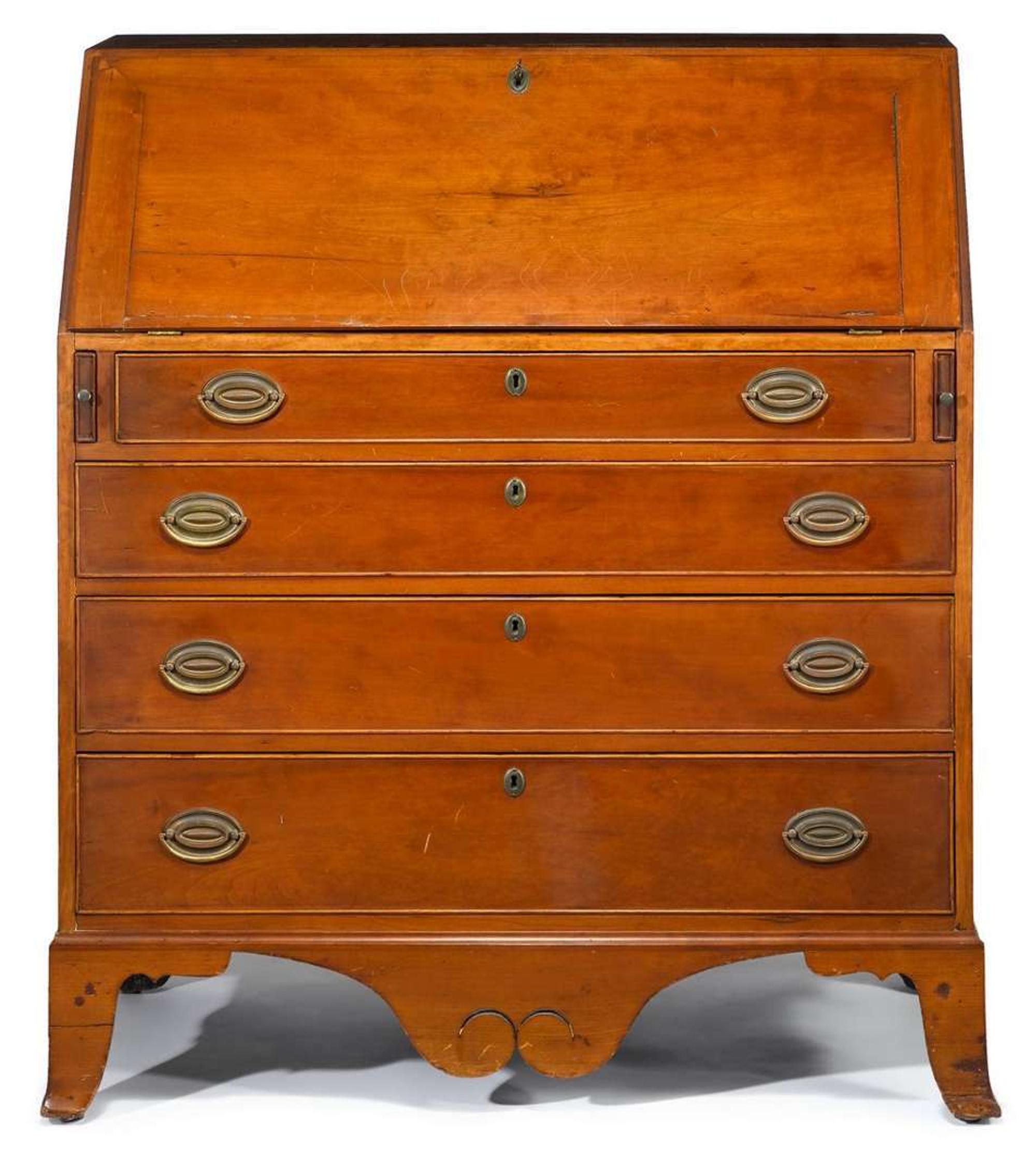 Federal cherrywood slant front desk mid-atlantic states, circa 1800