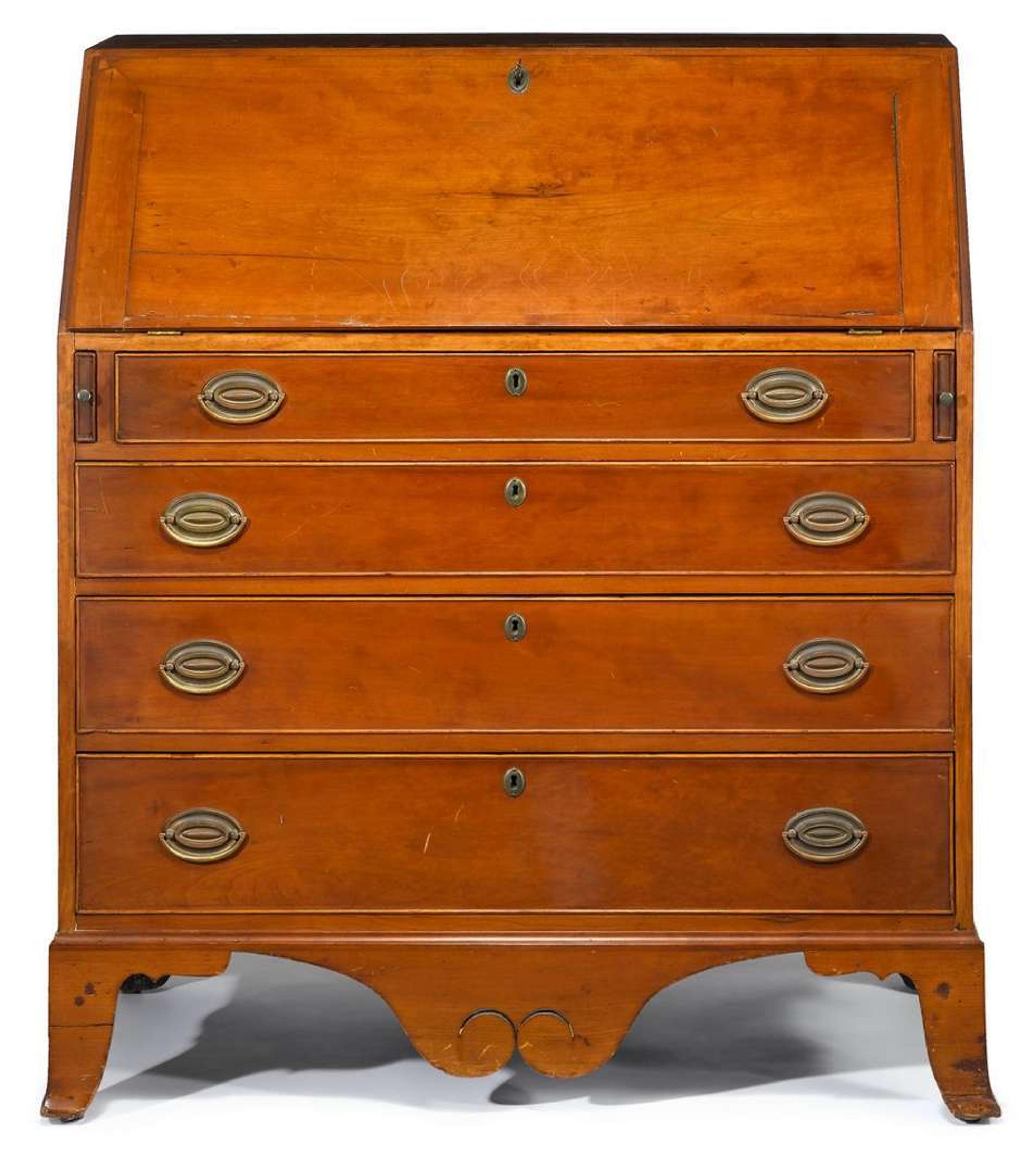 Federal cherrywood slant front desk mid-atlantic states, circa 1800