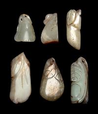 Six Chinese Celadon Jade Carvings of Melons