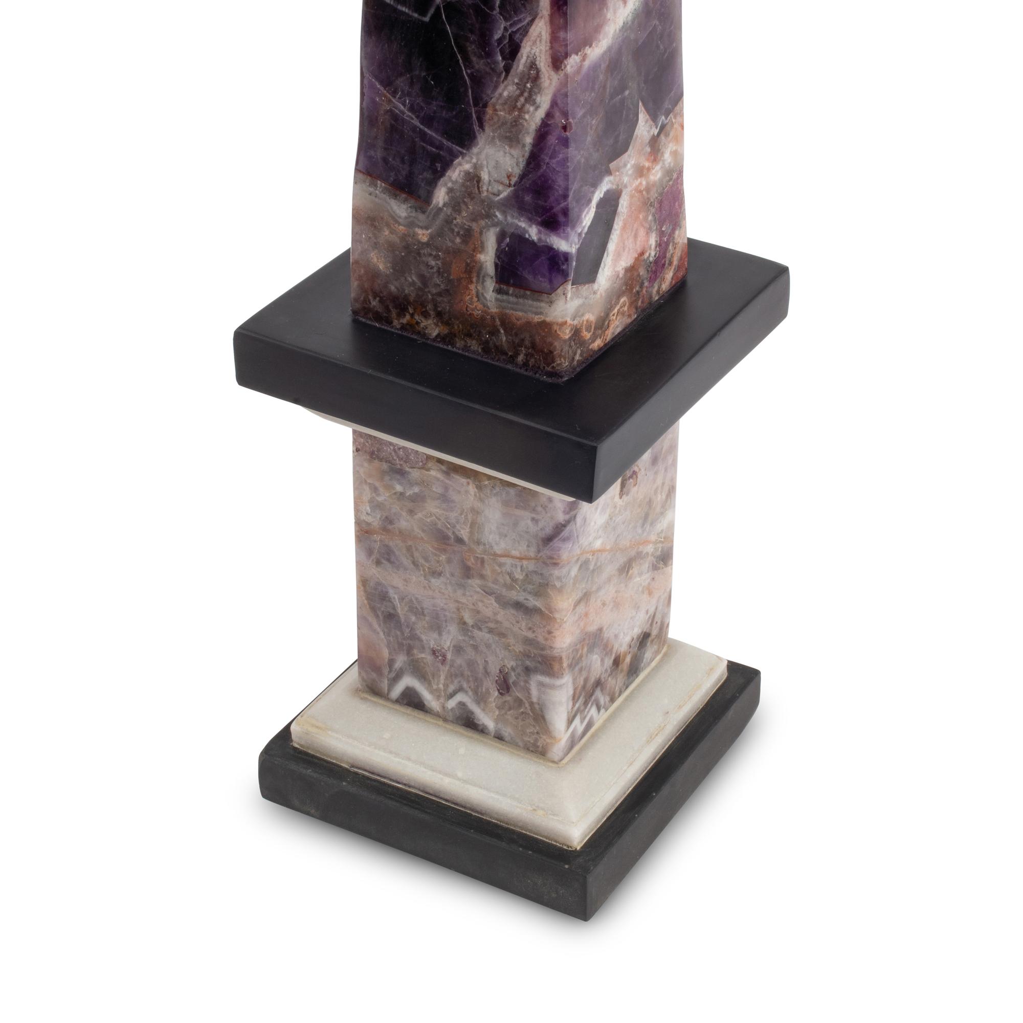 A Pair of Amethyst and Marble Obelisks