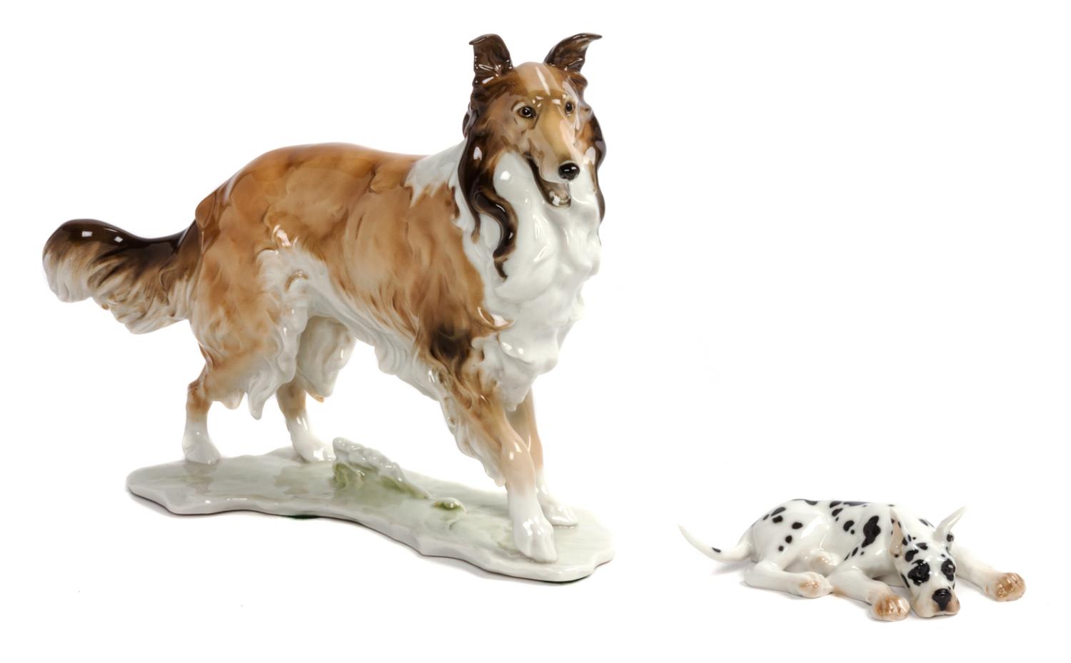 Two Hutschenreuther Porcelain Figures Width of wider 11 1/2 inches. — 20TH CENTURY