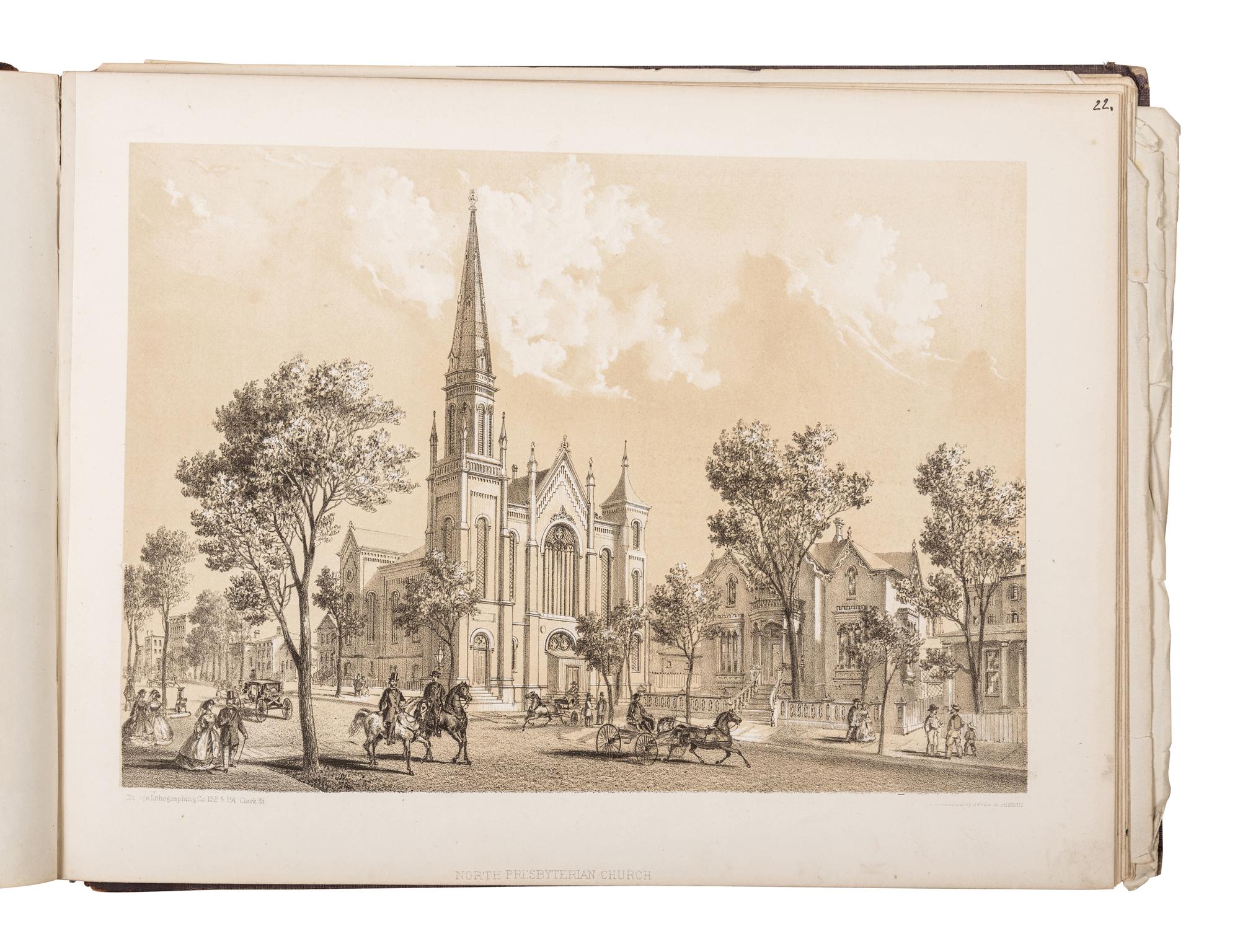 [CHICAGO]. KURZ, Louis (1834-1921). A group of 8 prints from Chicago Illustrated depicting pre-fire Chicago. Chicago: Jevne & Almini, 1866