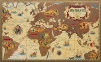 A Pair of Reproduction Air France Advertising Posters — 20TH CENTURY