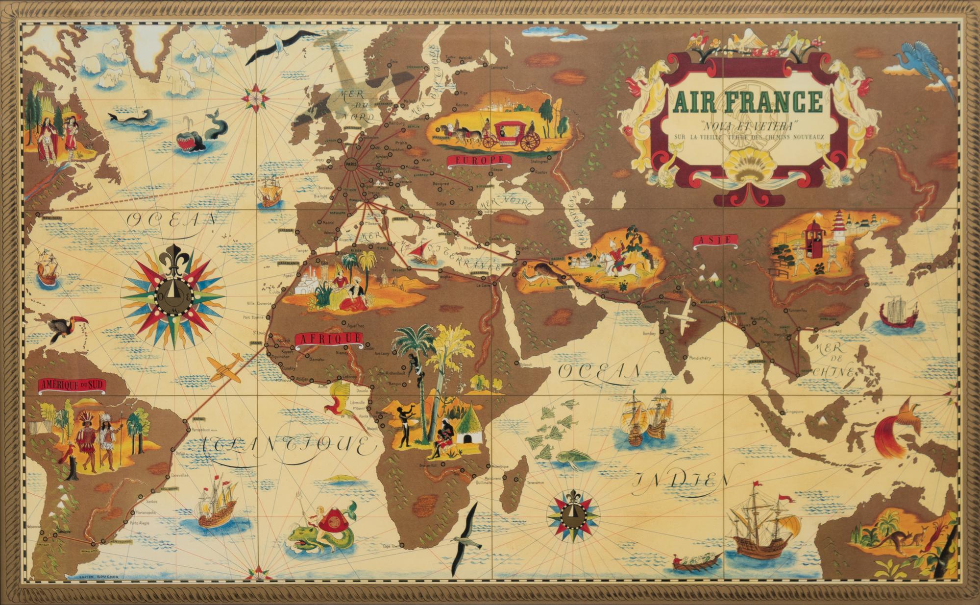 A Pair of Reproduction Air France Advertising Posters — 20TH CENTURY