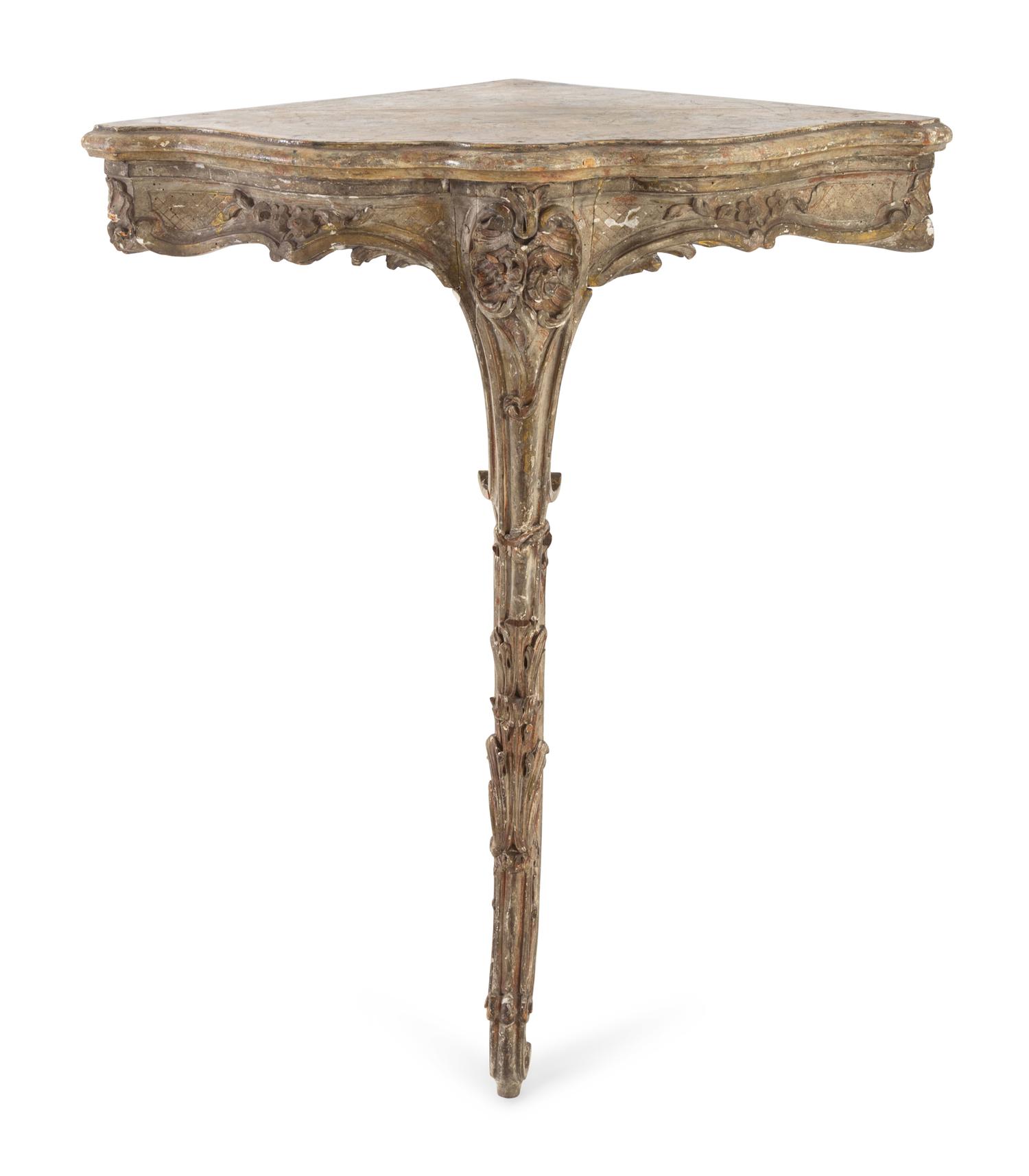 A Louis XV Painted Corner Console Table