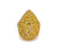 An 18 Karat Yellow Gold and Colored Diamond Ring, 8.80 dwts.