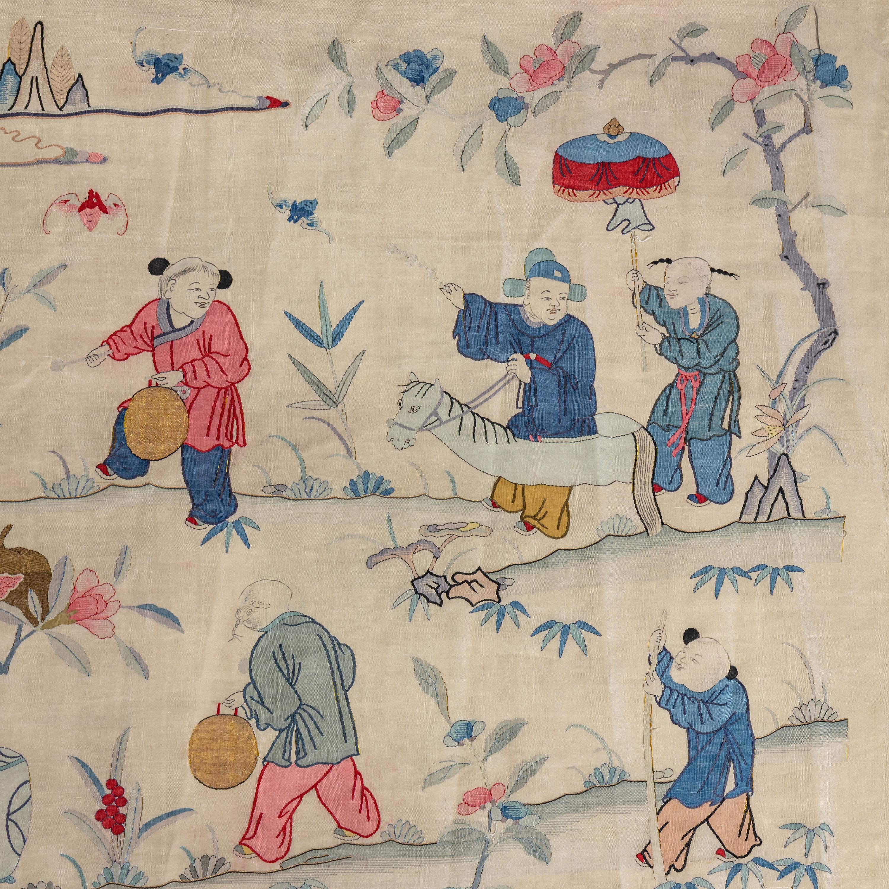 A Large Chinese Kesi Silk 'Hundred Boys' Panel, Circa 1880 — 清晚期 緙絲百子圖大挂賬