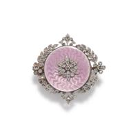 EDWARDIAN, DIAMOND AND ENAMEL BROOCH