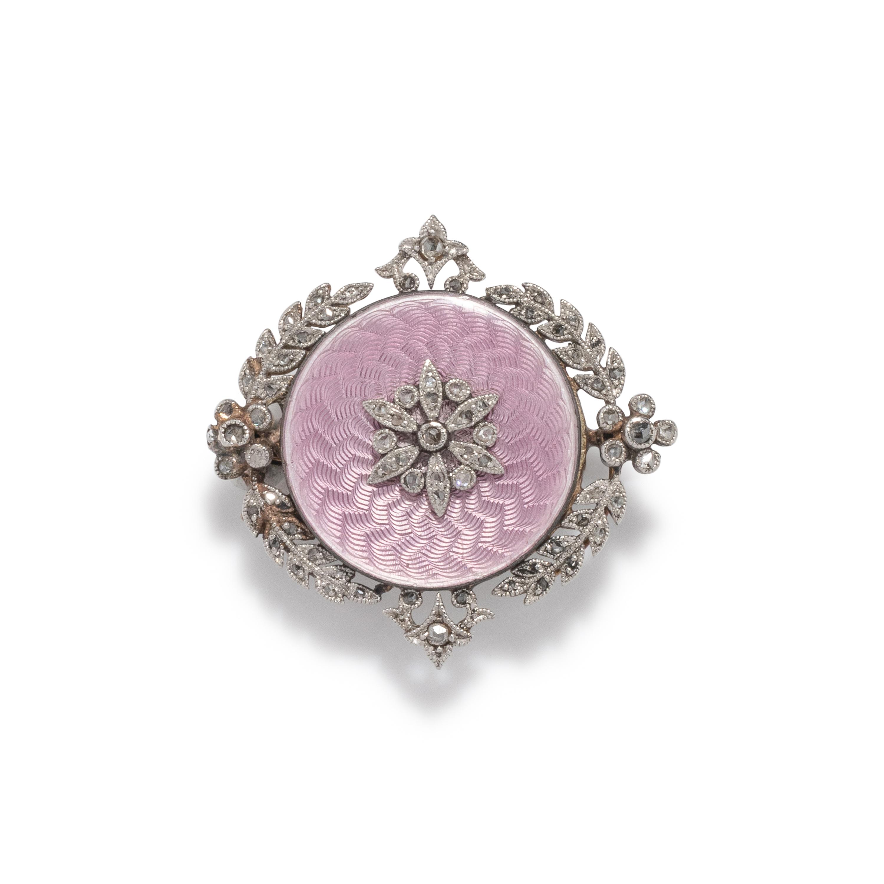 EDWARDIAN, DIAMOND AND ENAMEL BROOCH