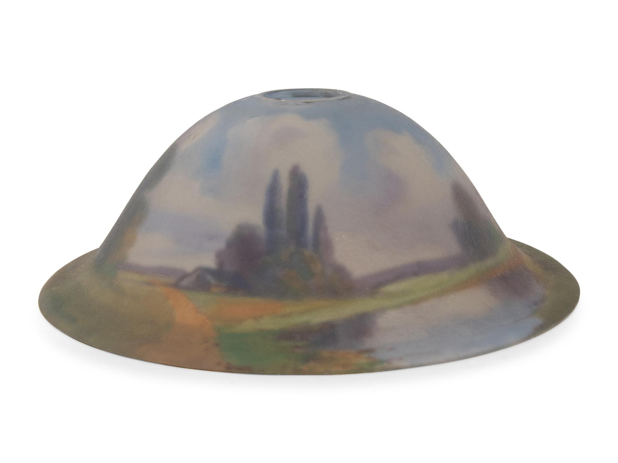 A Pairpoint Glass Reverse Painted Lamp Shade